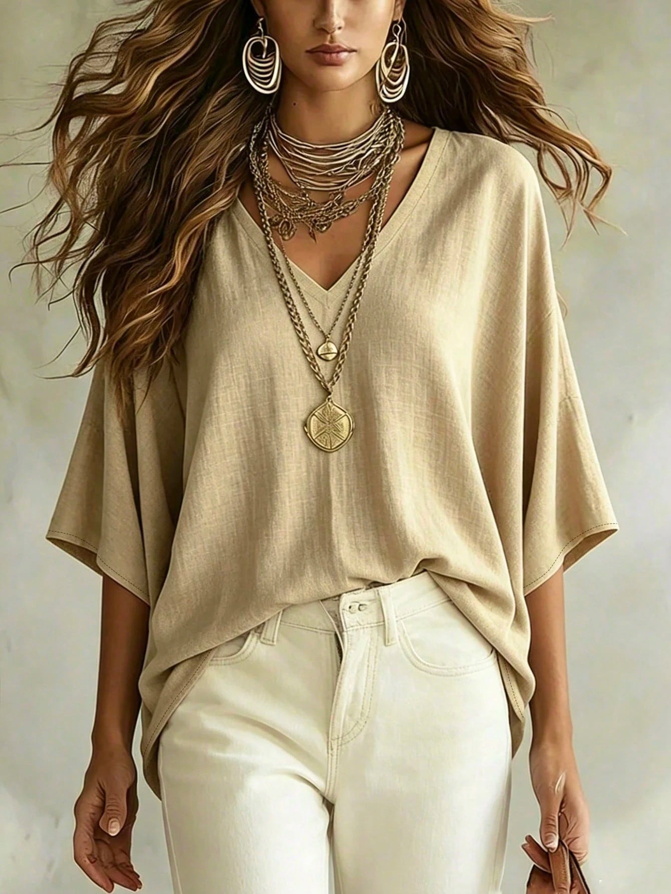 Women's Simple Casual Comfortable Loose Linen Shirt Blouse