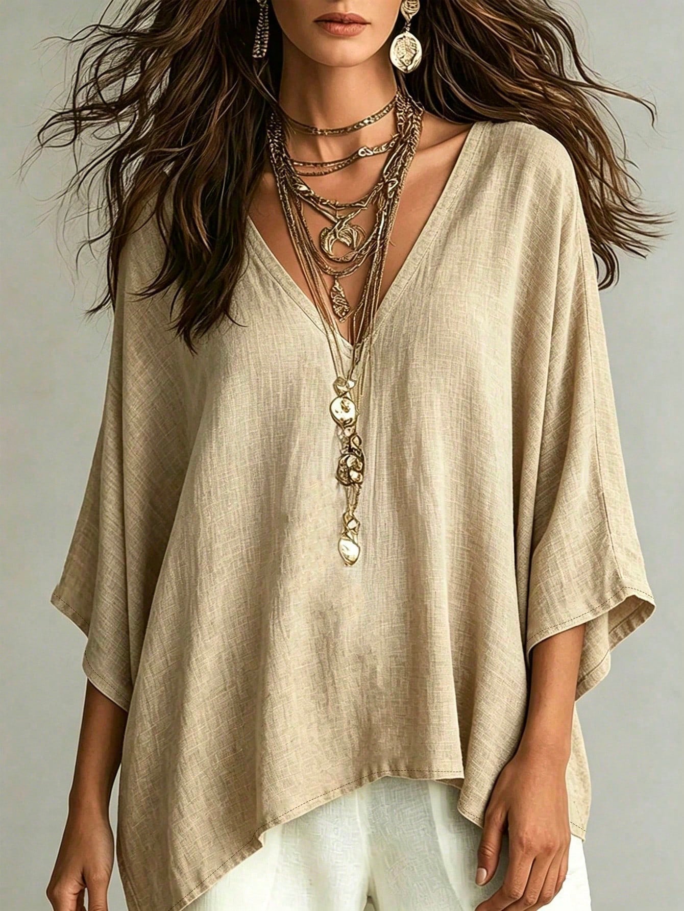 Women's Simple Casual Comfortable Loose Linen Shirt Blouse
