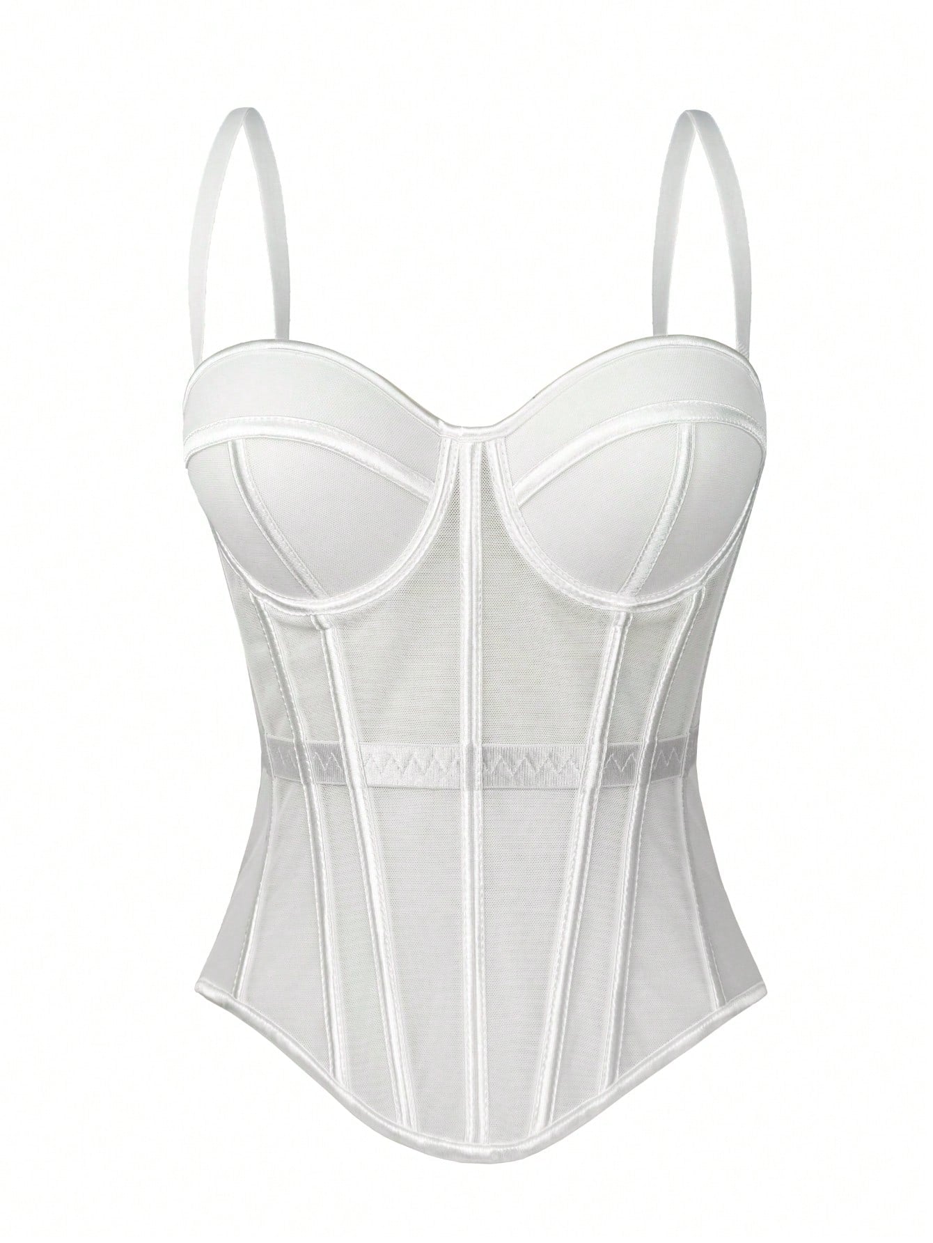 Women's Solid Color Corset-Style Brown Backless Mesh Camisole With Bra, Autumn/Winter Lingerie Casual White Summer