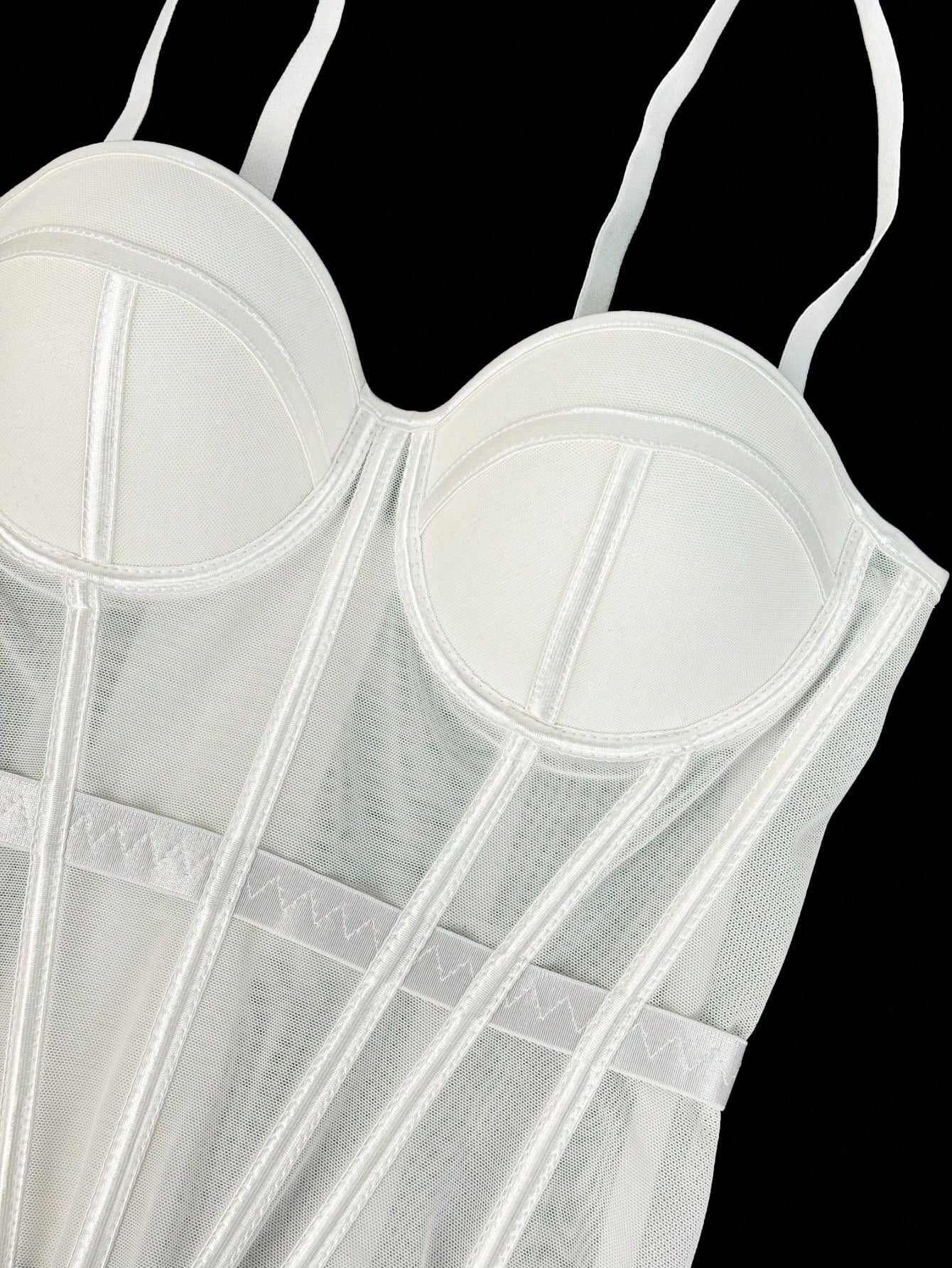 Women's Solid Color Corset-Style Brown Backless Mesh Camisole With Bra, Autumn/Winter Lingerie Casual White Summer