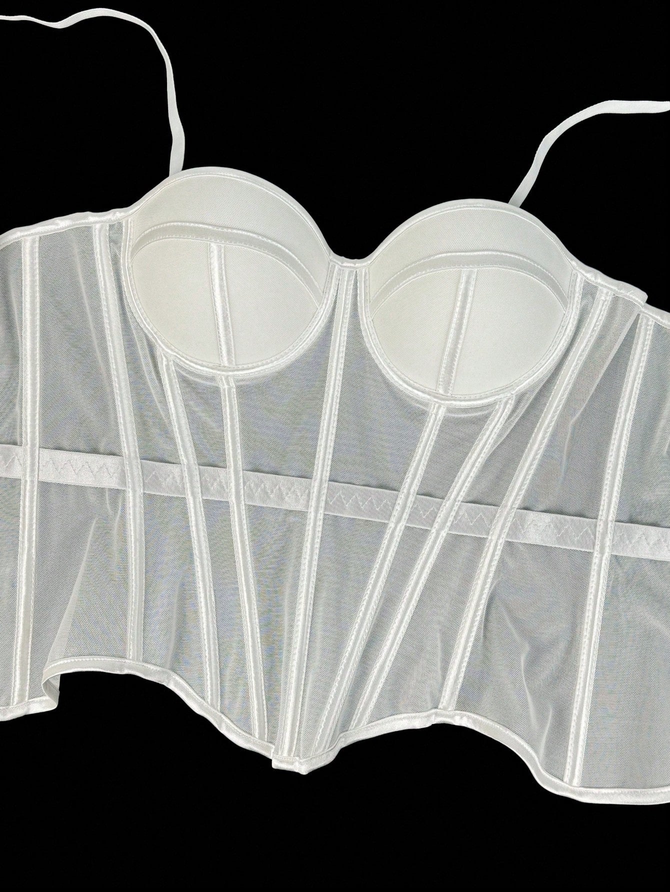 Women's Solid Color Corset-Style Brown Backless Mesh Camisole With Bra, Autumn/Winter Lingerie Casual White Summer