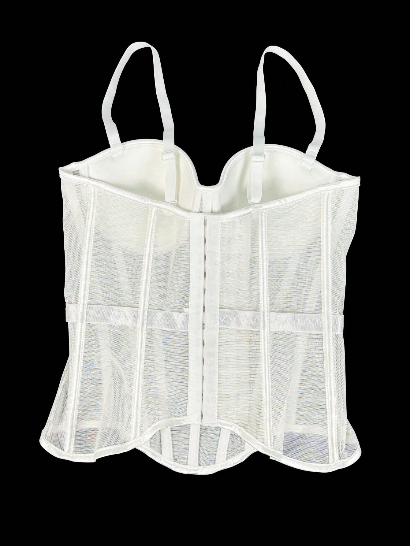 Women's Solid Color Corset-Style Brown Backless Mesh Camisole With Bra, Autumn/Winter Lingerie Casual White Summer