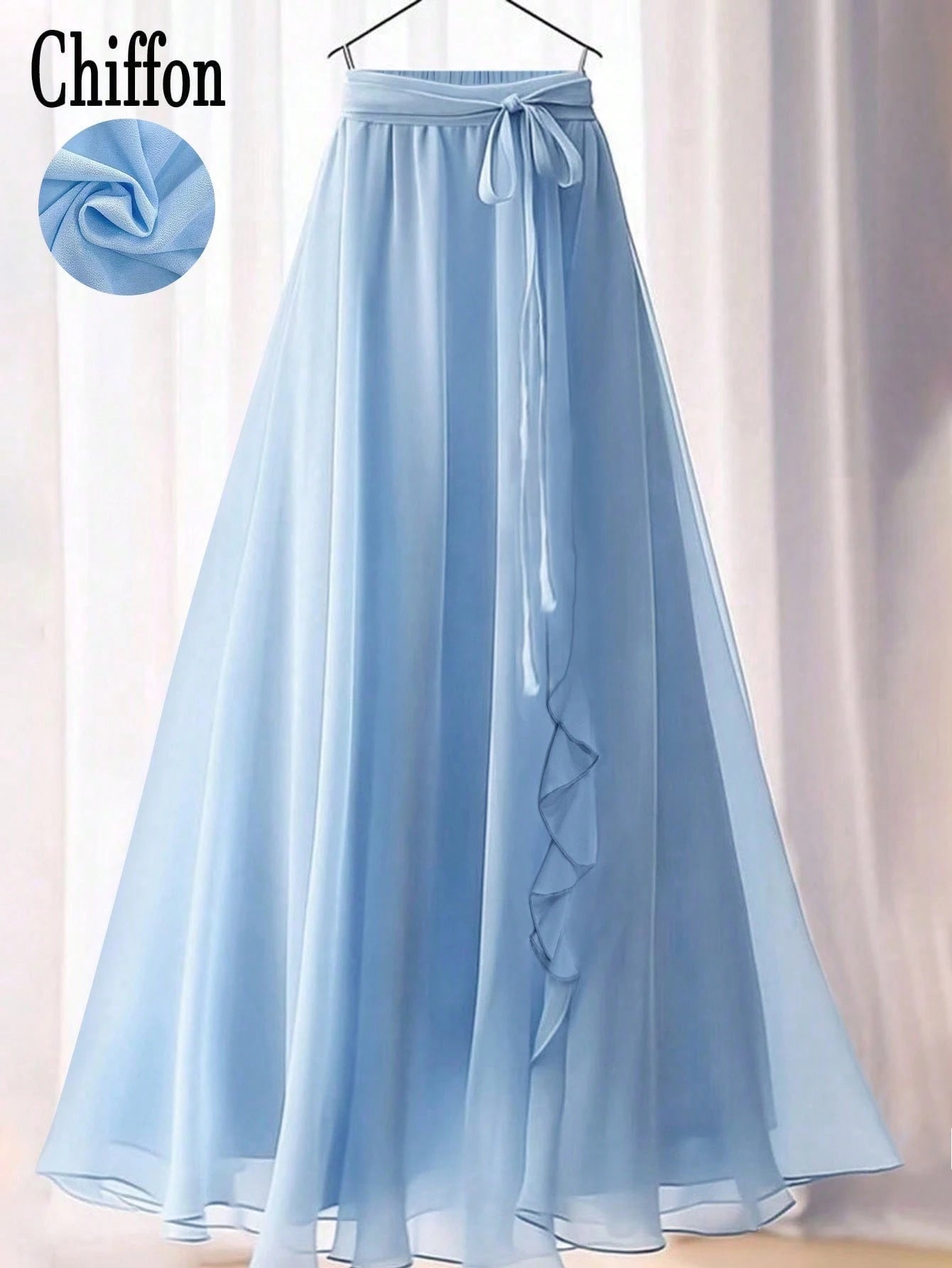 Women's Solid Color Elegant Floral Lace/Ruffle Waist Tie Draped Maxi A-Line Skirt White Summer