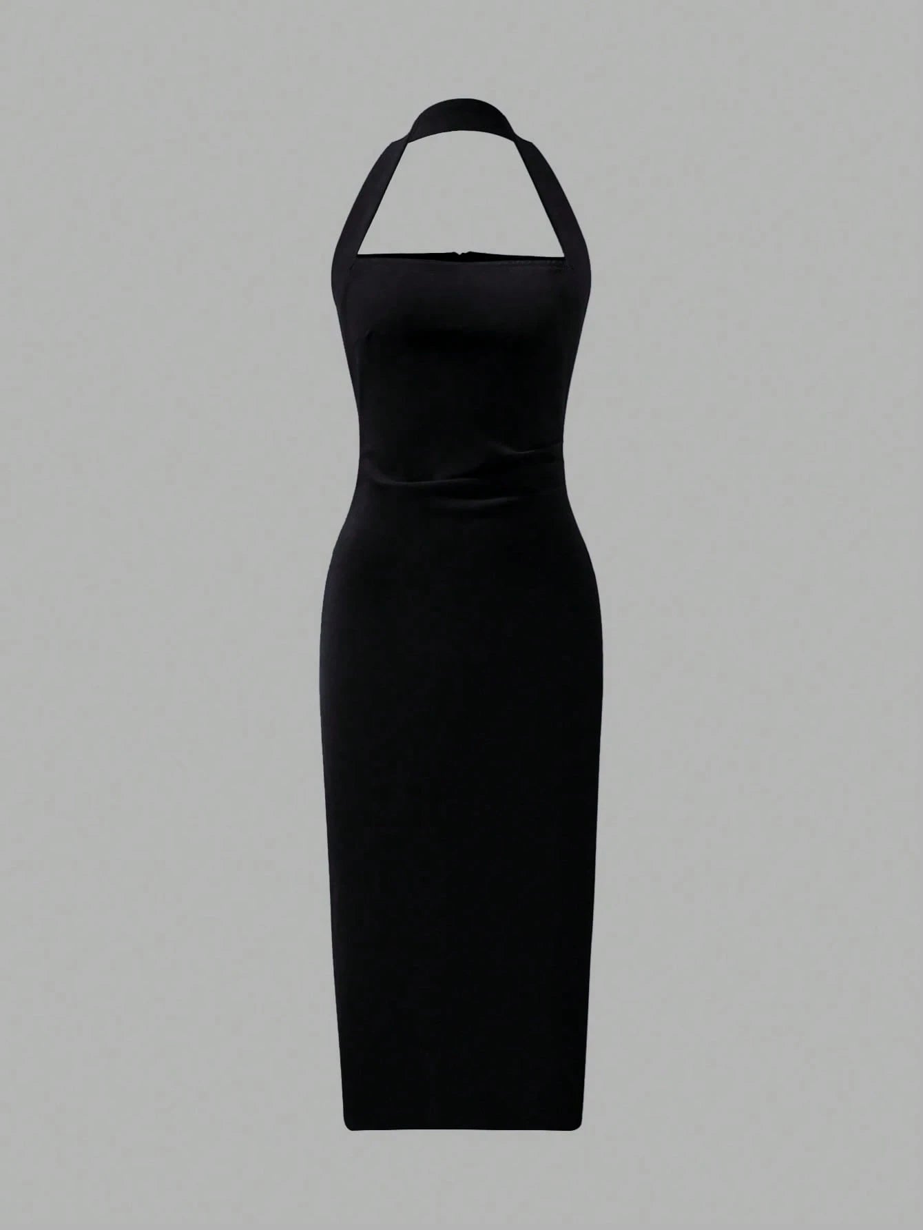 Women's Solid Color Elegant Mid-Length Dress, Suitable For Vacation, Daily Gatherings, Dates And Other Occasions Summer Black, Chic & Elegant