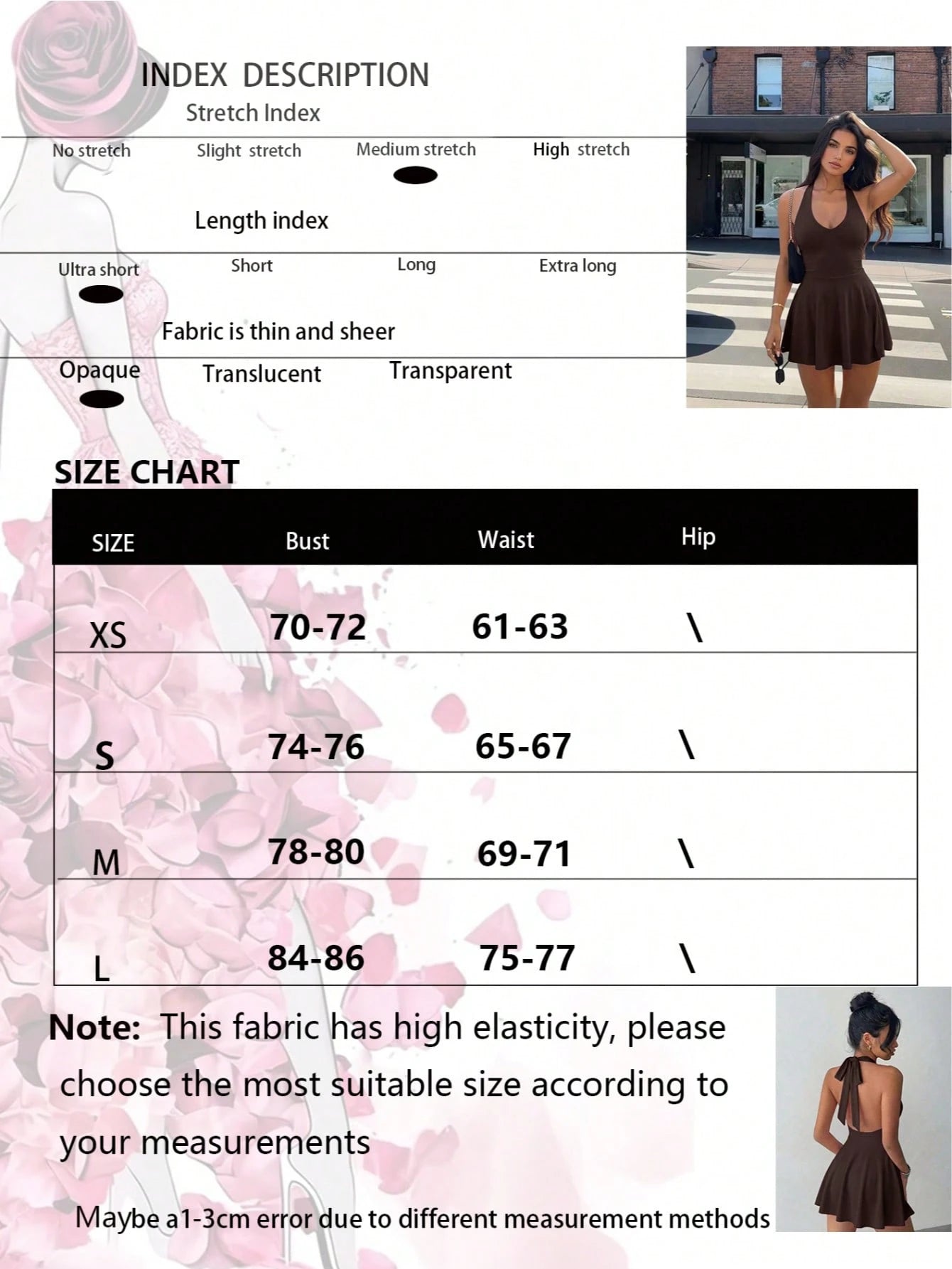 Women's Solid Color Knitted V-Neck Halter Sexy Backless Elegant Vacation Fashion Mini Dress With Safety Pants Party Summer Brown, Date Night