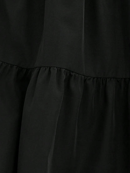 Women's Solid Color Layered Pleated Elastic Waist Vacation Skirt Black Spring