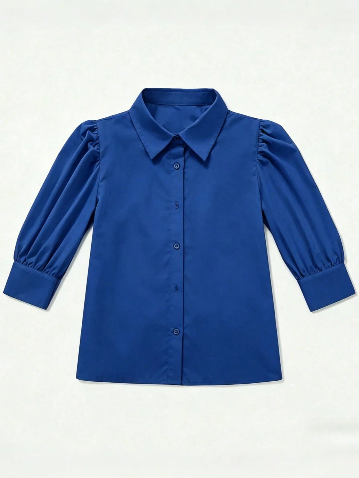 Women's Solid Color Mid-Sleeve Blouse, Puff Sleeve Design, Loose Fit, Vintage Casual, Suitable For Daily Wear, Dating, Business, Elegant Summer