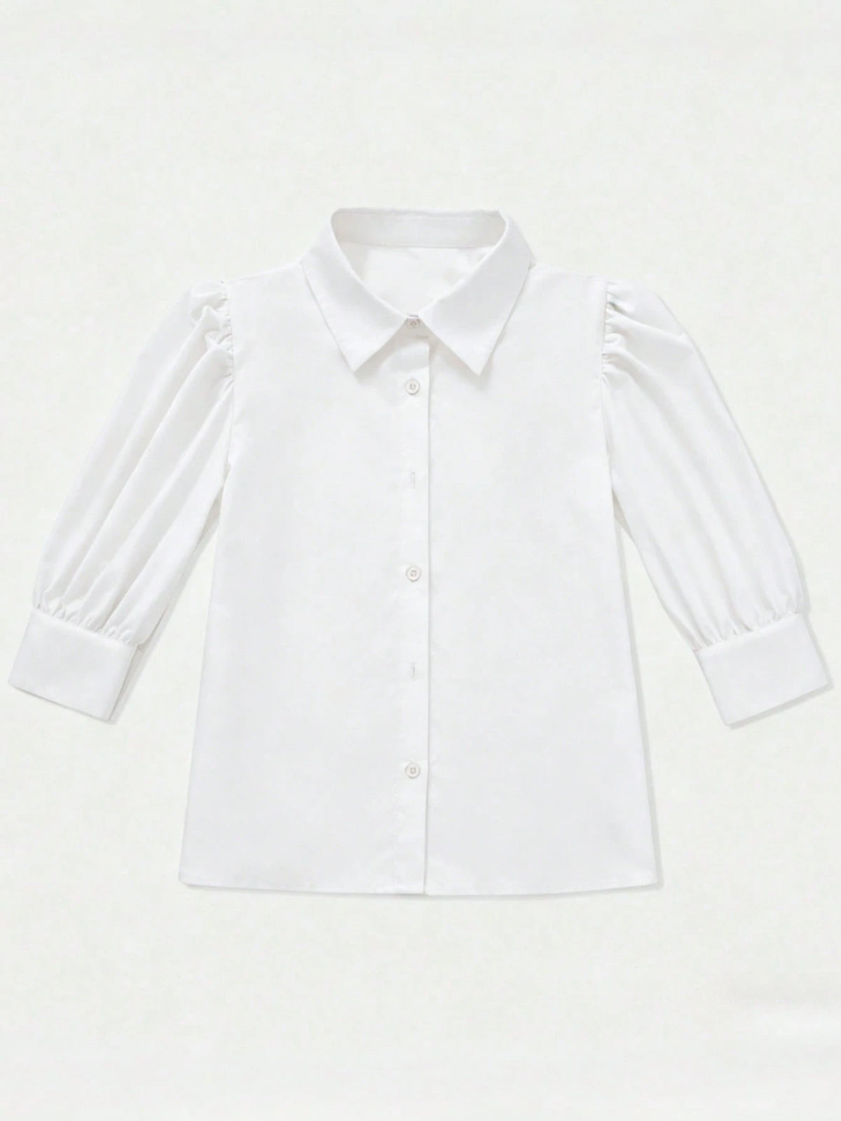 Women's Solid Color Mid-Sleeve Blouse, Puff Sleeve Design Loose Fit Vintage Casual Suitable For Daily Wear, Dating, Business, Elegant White Summer