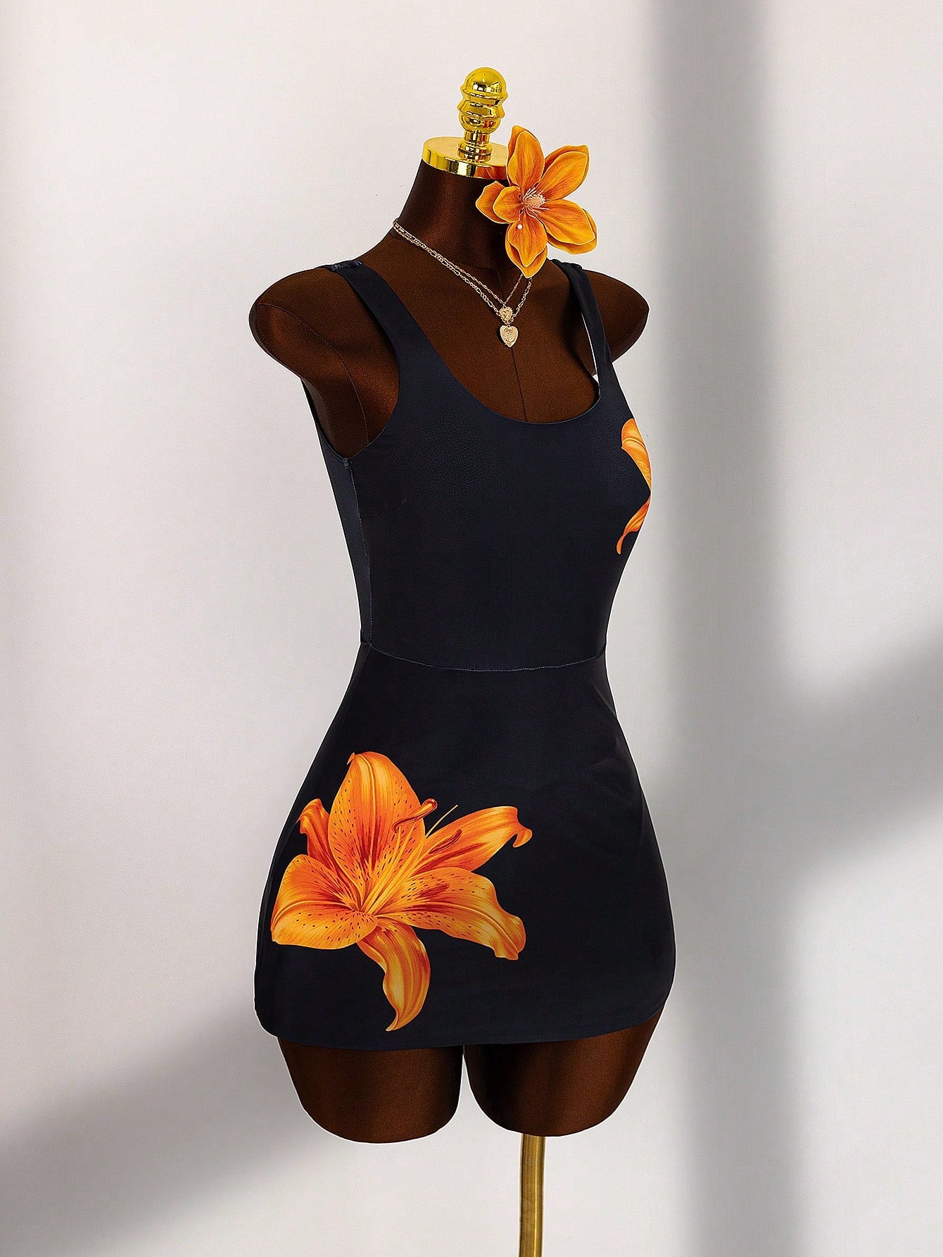 Women's Solid Color Round Neck Beach Holiday Swimwear Dress, Summer Swim Dress