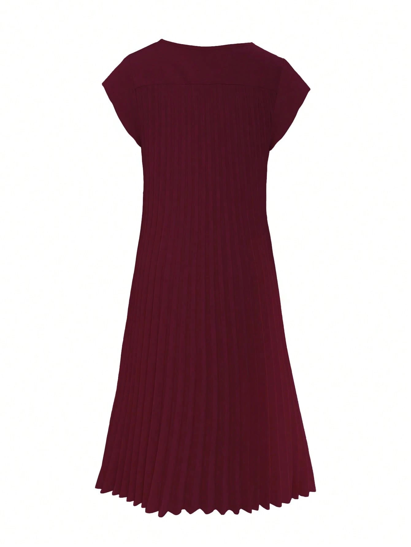Women's Solid Color Round Neck Casual Loose Pleated Dress Elegant Summer