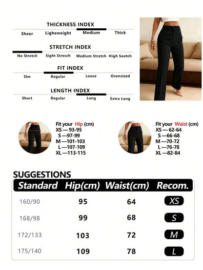Women's Solid Color Wide Leg Straight Casual Pants, Minimalist Business Versatile Commuter Trousers Spring Black, Work To Weekend