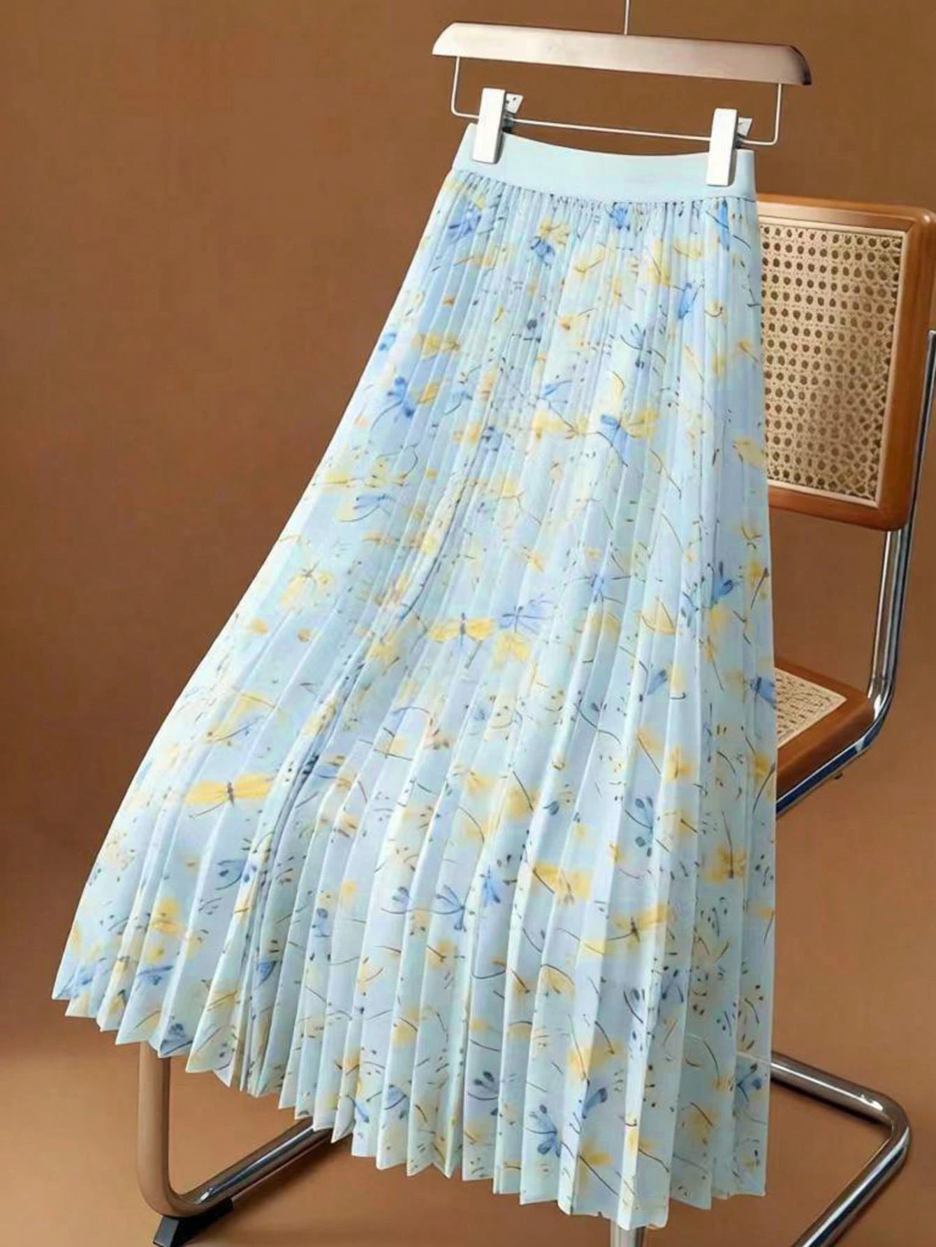 Women's Spring Summer Autumn Floral Mesh Pleated Elegant Romantic A-Line Skirt, Versatile Vacation Travel Piece, Comfortable For Daily Wear, All-Season Spring Summer Autumn