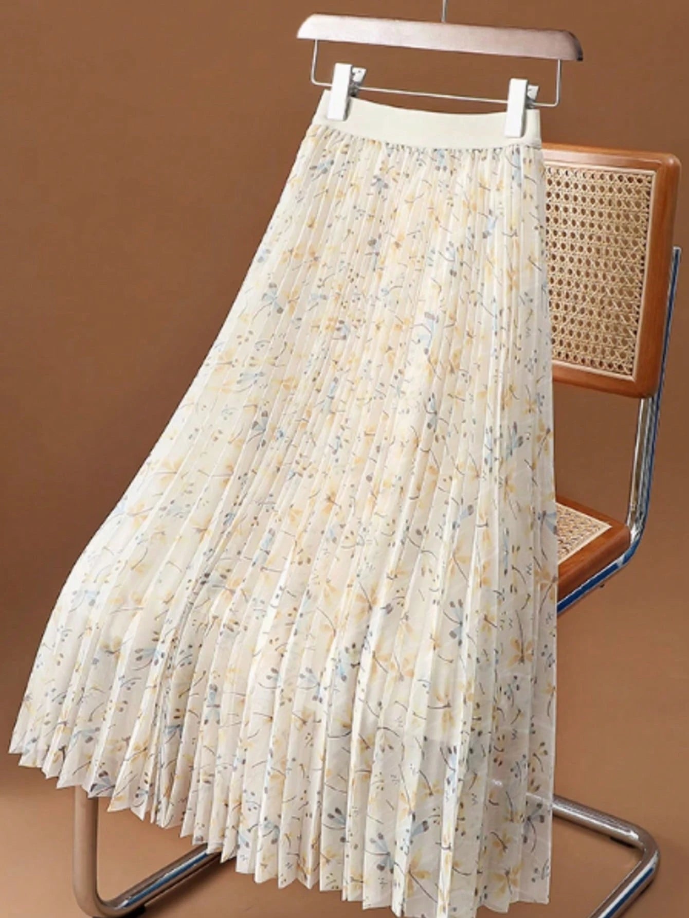 Women's Spring Summer Autumn Floral Mesh Pleated Elegant Romantic A-Line Skirt, Versatile Vacation Travel Piece, Comfortable For Daily Wear, All-Season Spring Summer Autumn
