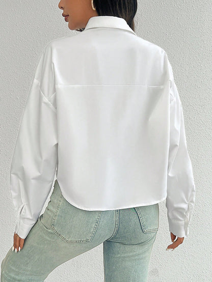 Women's Striped Button-Front Long Sleeve Shirt With Pockets
