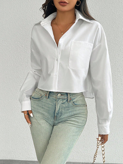 Women's Striped Button-Front Long Sleeve Shirt With Pockets