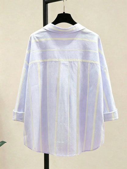 Women's Striped Casual & Office Elegant Striped Button-Up Shirt, Long Sleeve, Spring/Summer