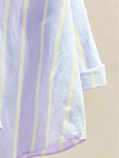 Women's Striped Casual & Office Elegant Striped Button-Up Shirt, Long Sleeve, Spring/Summer