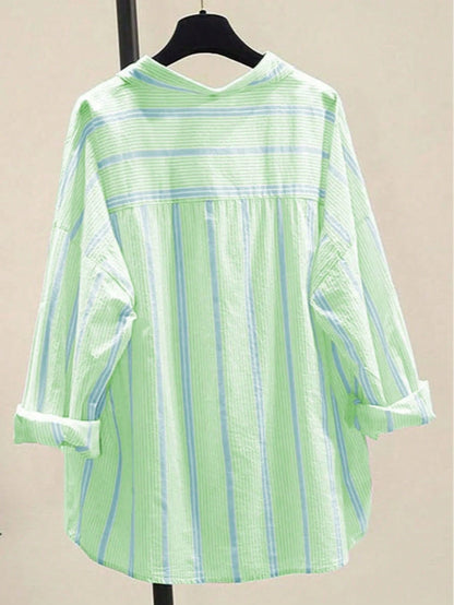 Women's Striped Casual & Office Elegant Striped Button-Up Shirt, Long Sleeve, Spring/Summer