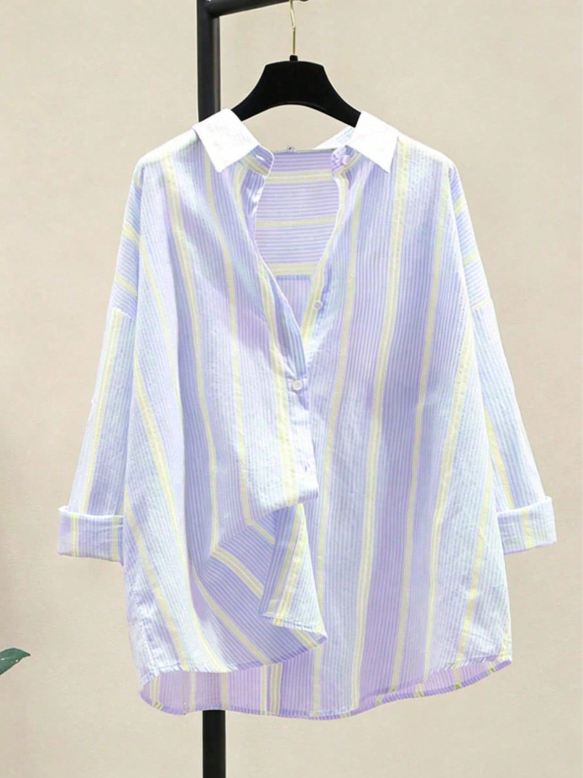 Women's Striped Casual & Office Elegant Striped Button-Up Shirt, Long Sleeve, Spring/Summer