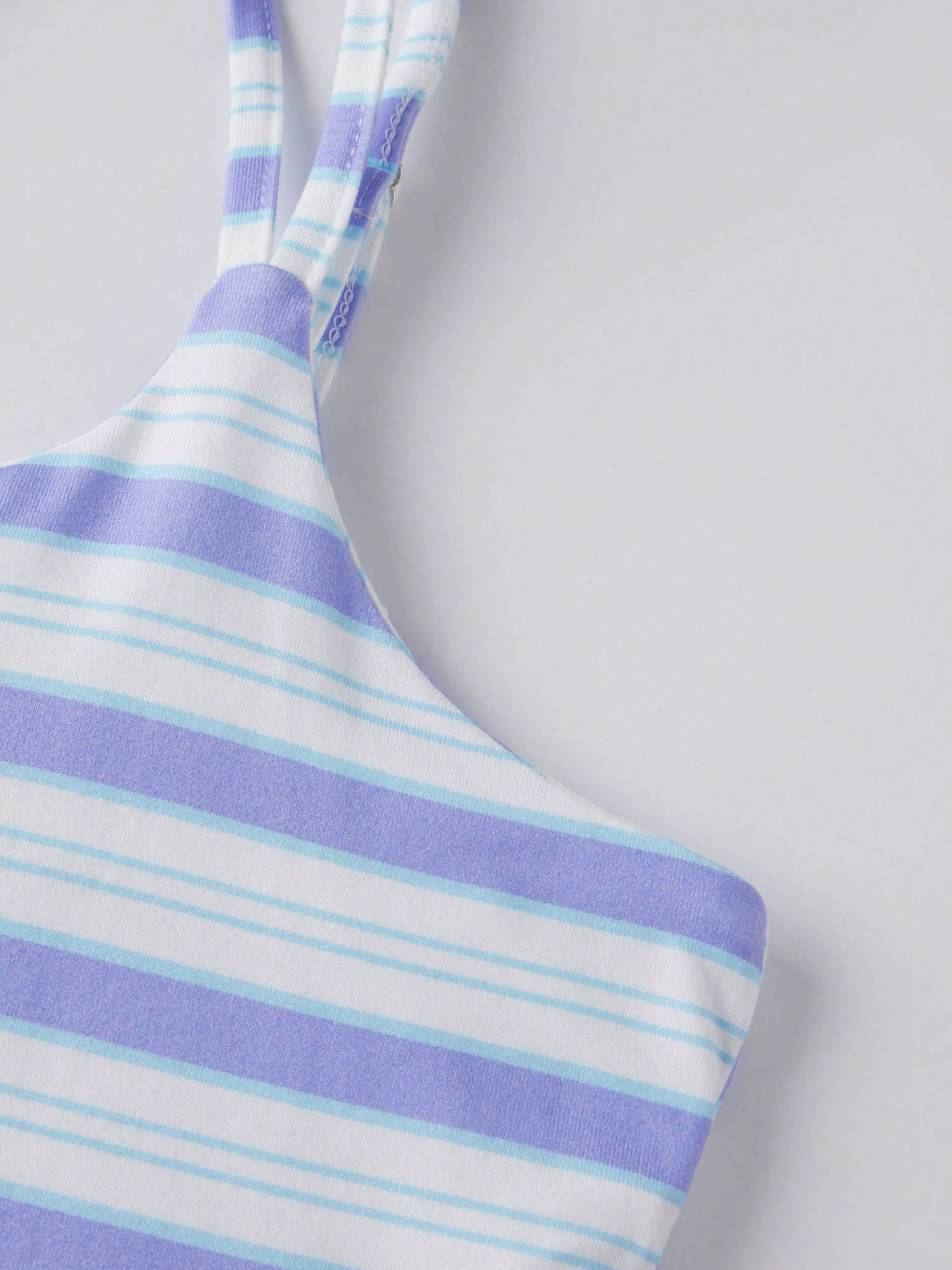 Women's Striped Crisscross Back Tennis Dress Sleeveless Square Neck A-Line Mini Dress Spaghetti Straps Built-In Shorts Activewear Casual Golf Outfit