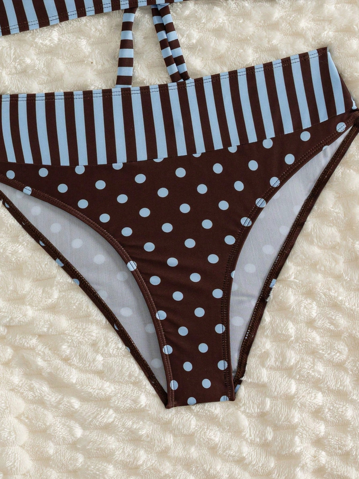 Women's Striped Dot Printed Triangle Neck Bikini 2 Pieces Set Suitable For Summer Island Vacation Beach Swimming