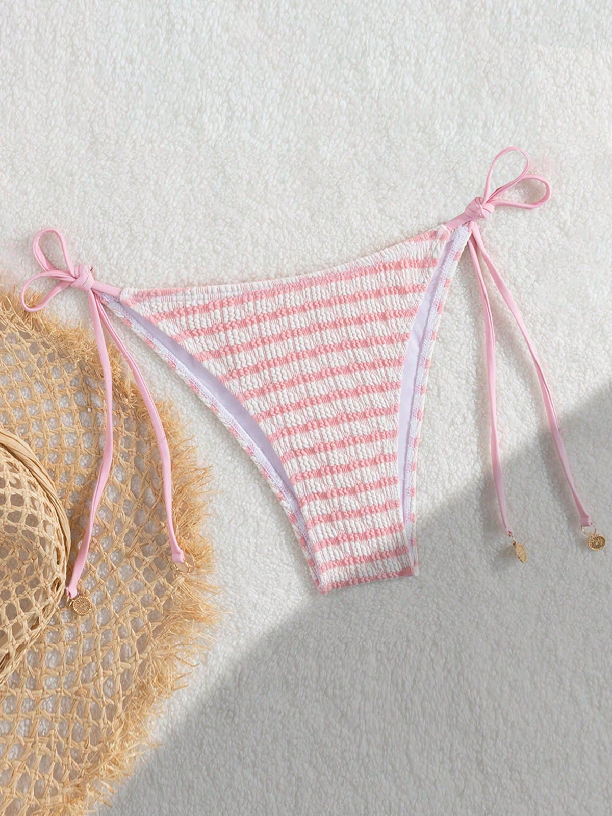 Women's Summer Beach Striped Tie-Side Bikini Bottoms, Popular European And American Swimwear Vacation