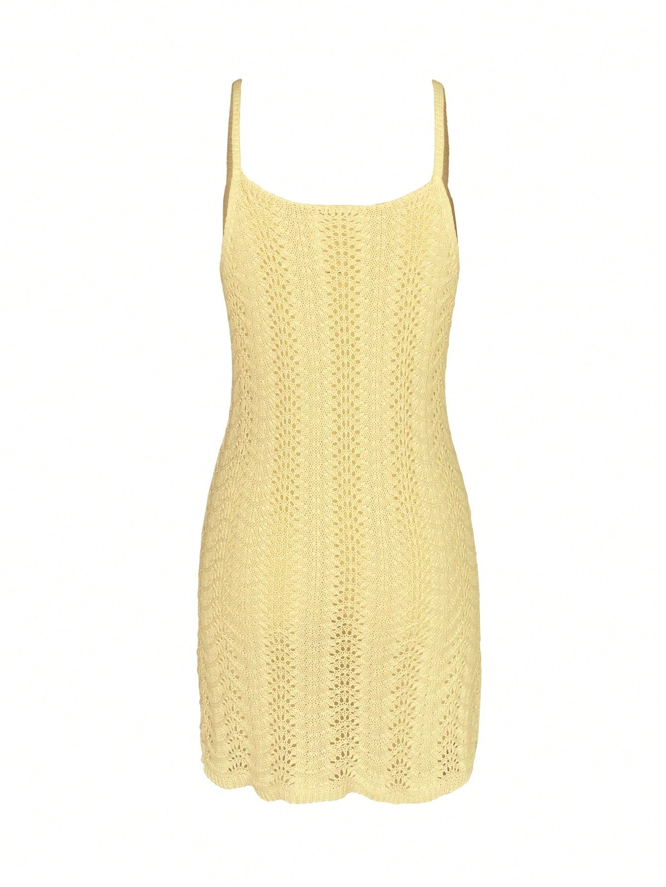 Women's Summer Bohemian Ombre Hollow-Out Sexy Sheer Cover-Up Camisole Mini Dress Vacation Beach Yellow