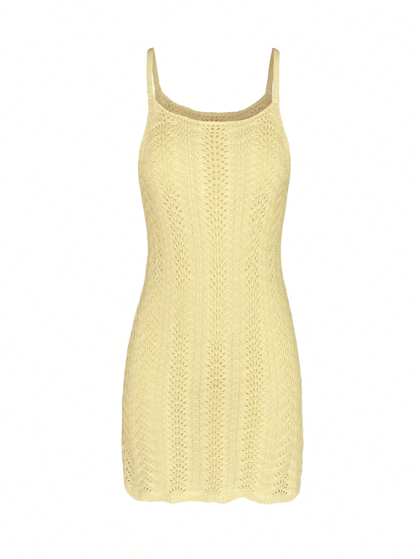 Women's Summer Bohemian Ombre Hollow-Out Sexy Sheer Cover-Up Camisole Mini Dress Vacation Beach Yellow