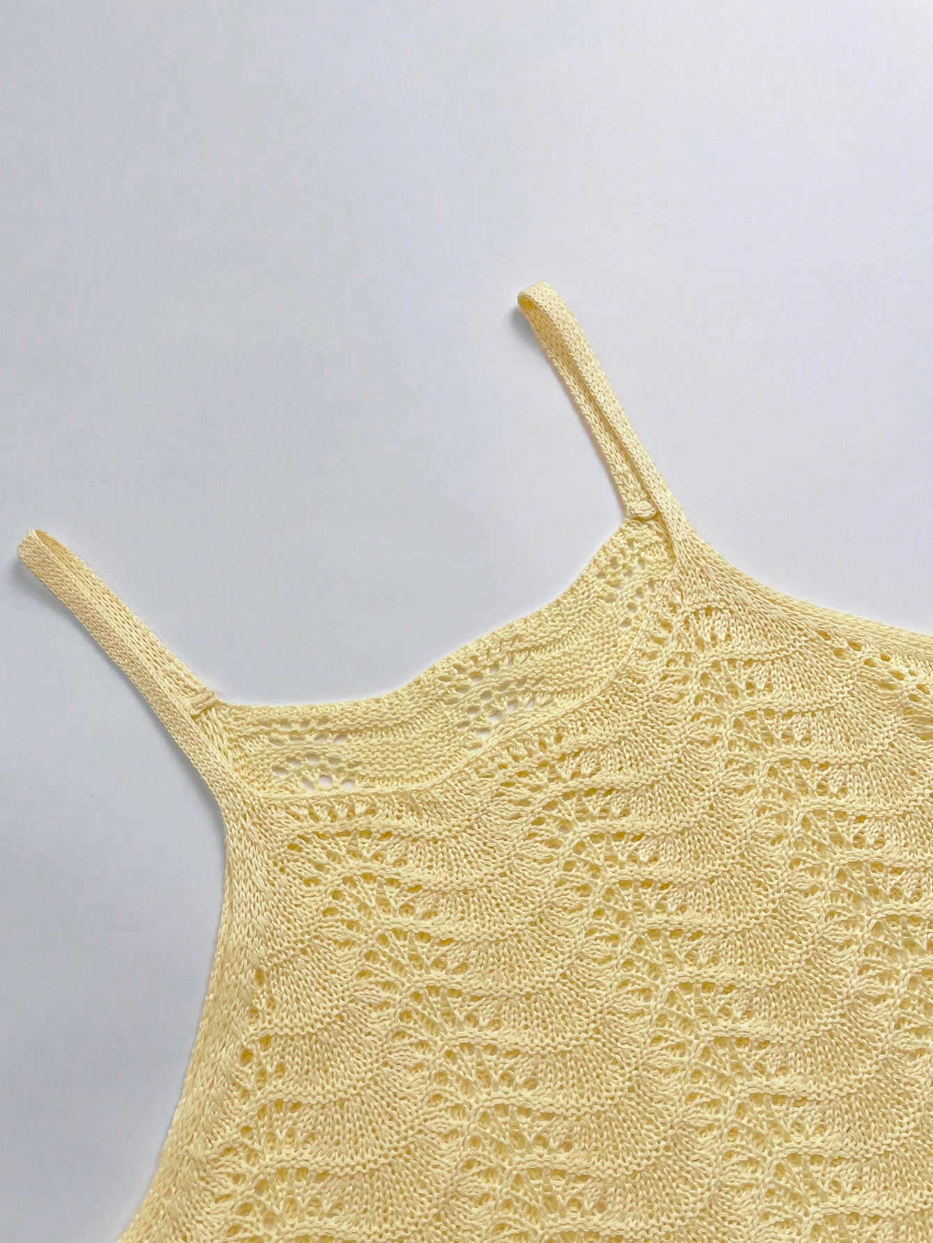 Women's Summer Bohemian Ombre Hollow-Out Sexy Sheer Cover-Up Camisole Mini Dress Vacation Beach Yellow