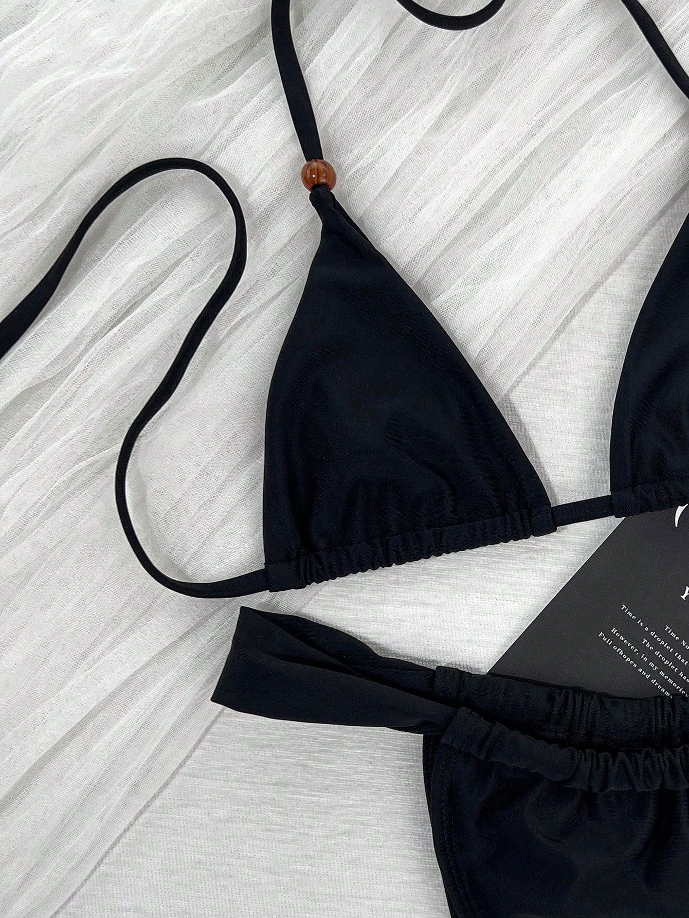 Women's Summer Vacation Retro Sweet Solid Color Thin Strap Side Tie Bikini Set, Casual Vacation Sexy Slim Fit Date Beach Party Outfit