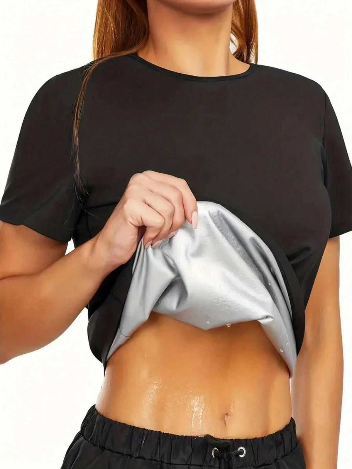 Women's Sweat Enhancing Fitness Top, Short Sleeve T-Shirt, Thermal Fitness Tank Top For Waist Training Spring Sports Fall