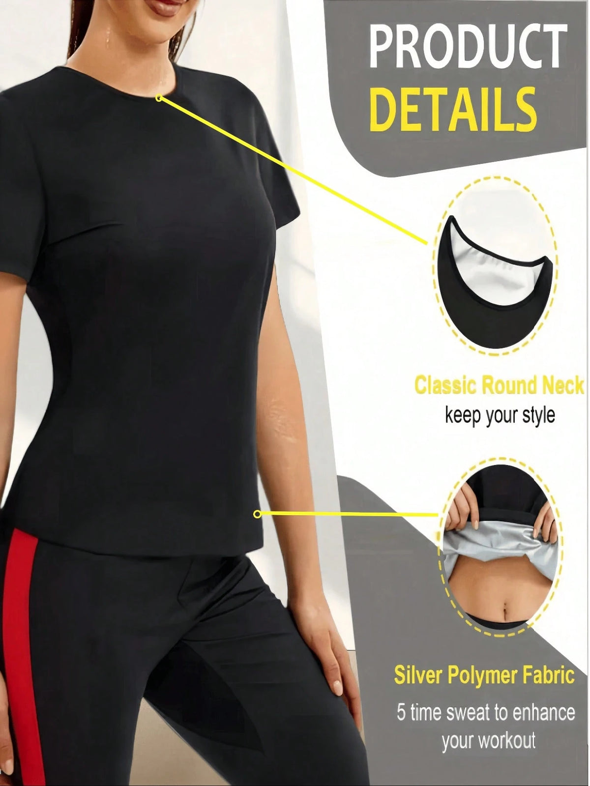 Women's Sweat Enhancing Fitness Top, Short Sleeve T-Shirt, Thermal Fitness Tank Top For Waist Training Spring Sports Fall