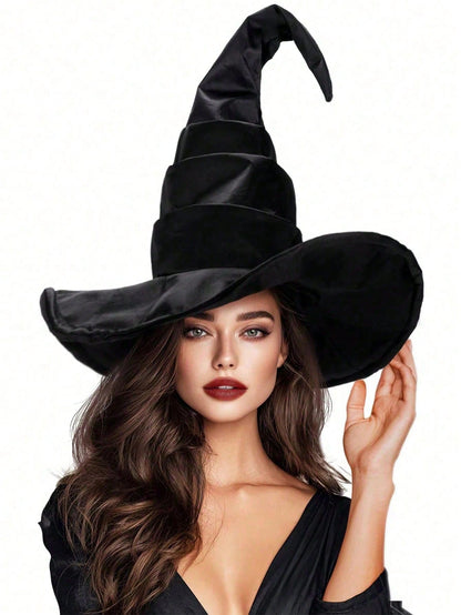 Women's Velvet Witch Hat With Organza Bow Decoration, Halloween Cosplay Costume Accessory
