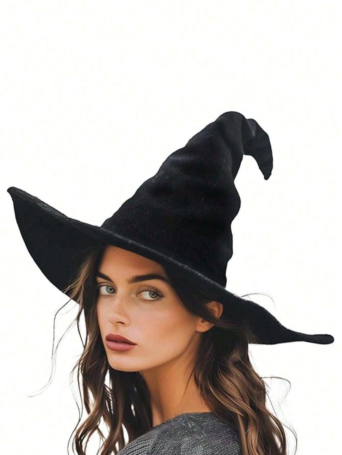 Women's Velvet Witch Hat With Organza Bow Decoration, Halloween Cosplay Costume Accessory
