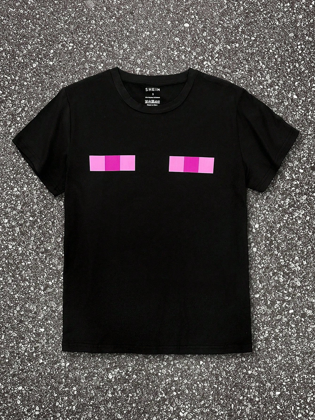 Women's Y2K Eye Graphic Pixel Chic Club Top,Pink And Black,Summer,Casual,Everyday Punk Street Fashion Aesthetic Gothic Tee,Resort Round Neck