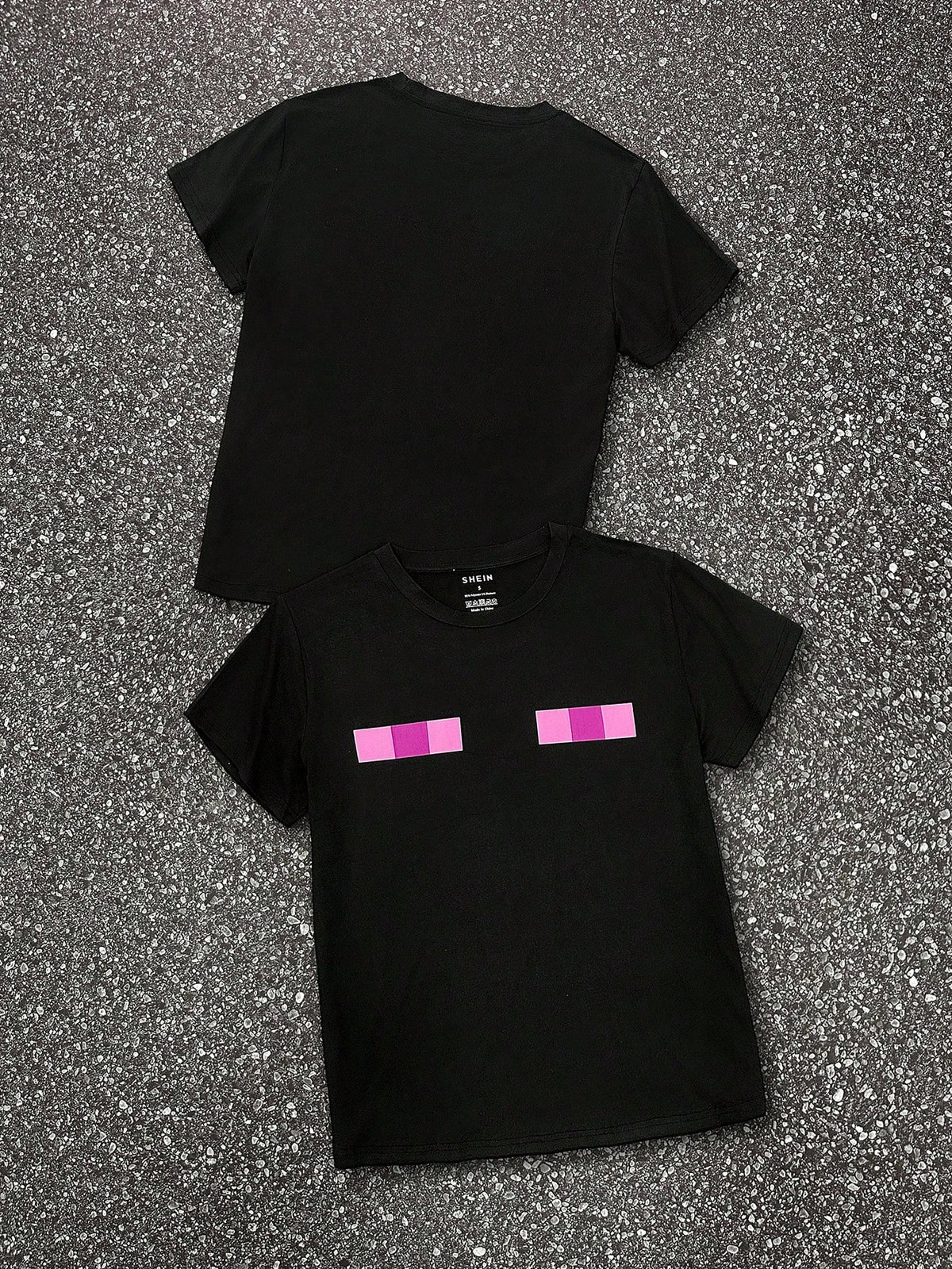 Women's Y2K Eye Graphic Pixel Chic Club Top,Pink And Black,Summer,Casual,Everyday Punk Street Fashion Aesthetic Gothic Tee,Resort Round Neck