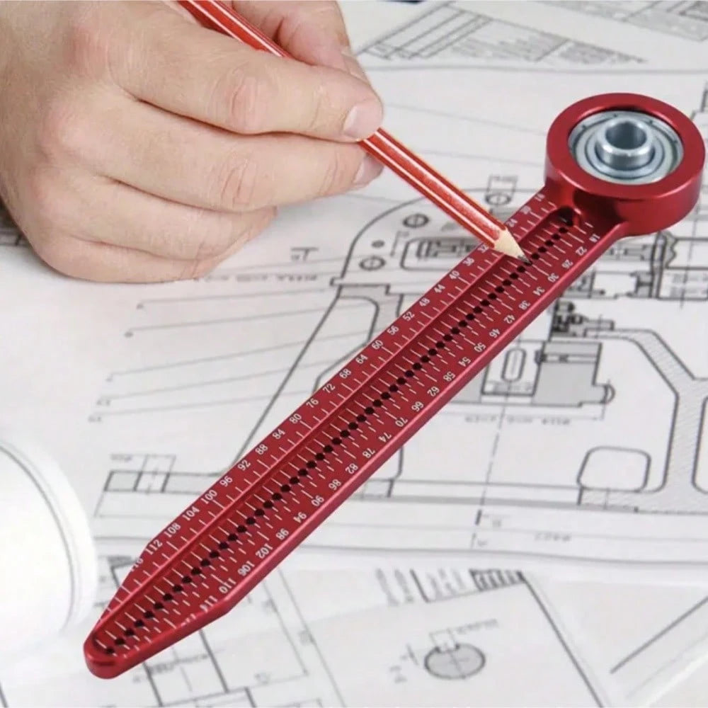 Woodworking Marking Tool, Woodworking Drawing Compass, Aluminum Alloy Drawing Tool Hole Ruler, High-Precision Woodworking Marking Gauge, Concentric Axis Design And Painting, Engineering Decoration Hol
