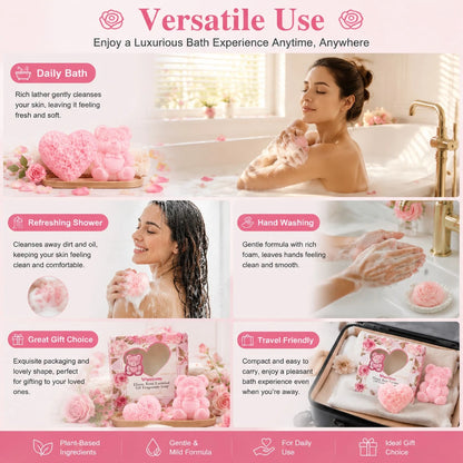 Wweimm Rose Gift Soap Set. Gentle Formula Suitable For Sensitive Skin, It Is Also An Ideal Christmas Gift, Halloween Party Favor, And Suitable For Various Scenarios Such As Family Daily Care, Holiday