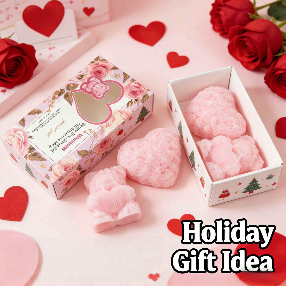 Wweimm Rose Gift Soap Set. Gentle Formula Suitable For Sensitive Skin, It Is Also An Ideal Christmas Gift, Halloween Party Favor, And Suitable For Various Scenarios Such As Family Daily Care, Holiday