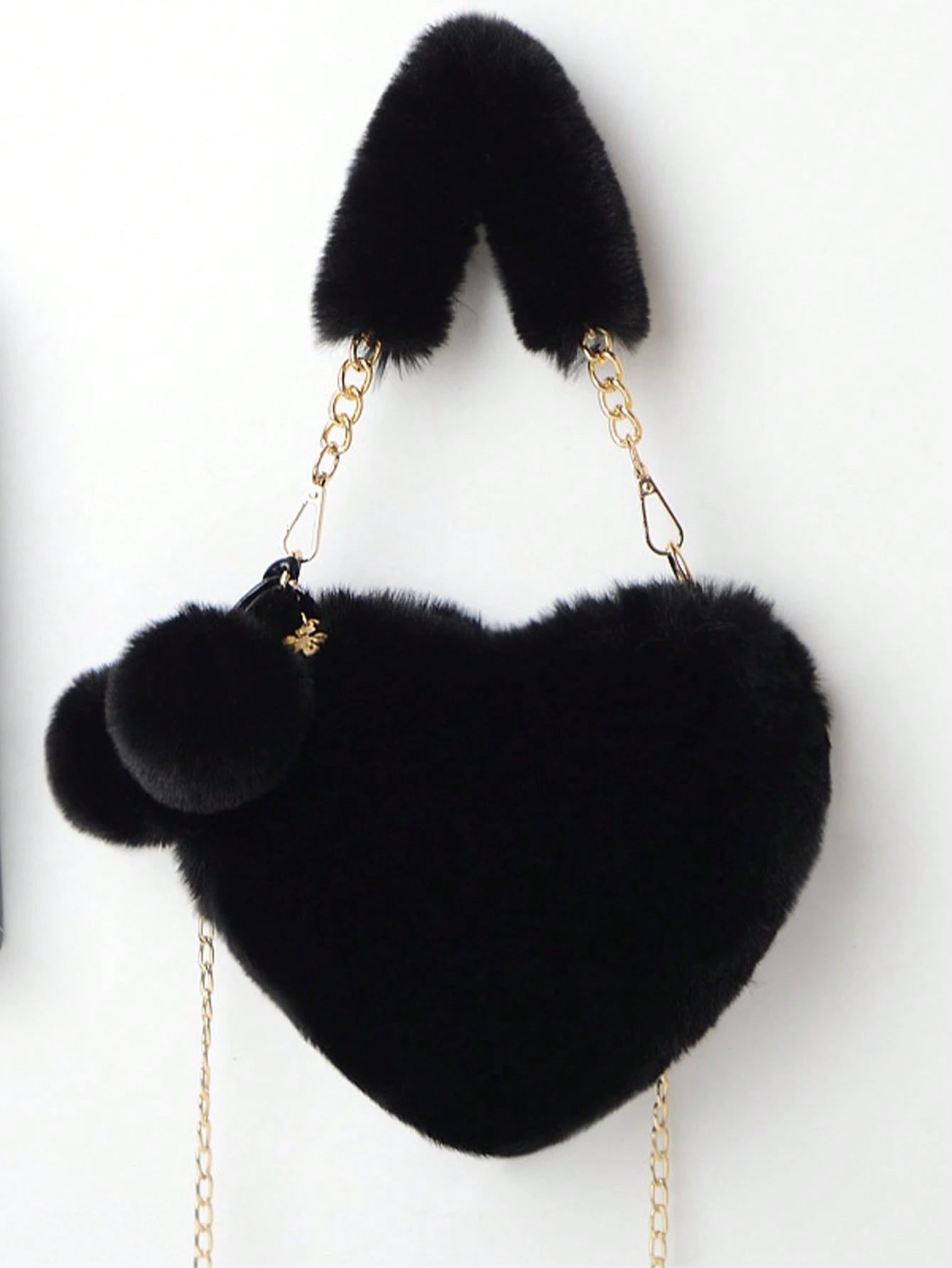 XD Plush Heart-Shaped Wallet, Soft And Compact, Can Be Used As A Shoulder Bag Or Clutch, Equipped With Metal Chain Strap, Perfect Fun Gift For Girls, Ideal Choice For New Women's Bags In Autumn/Winter