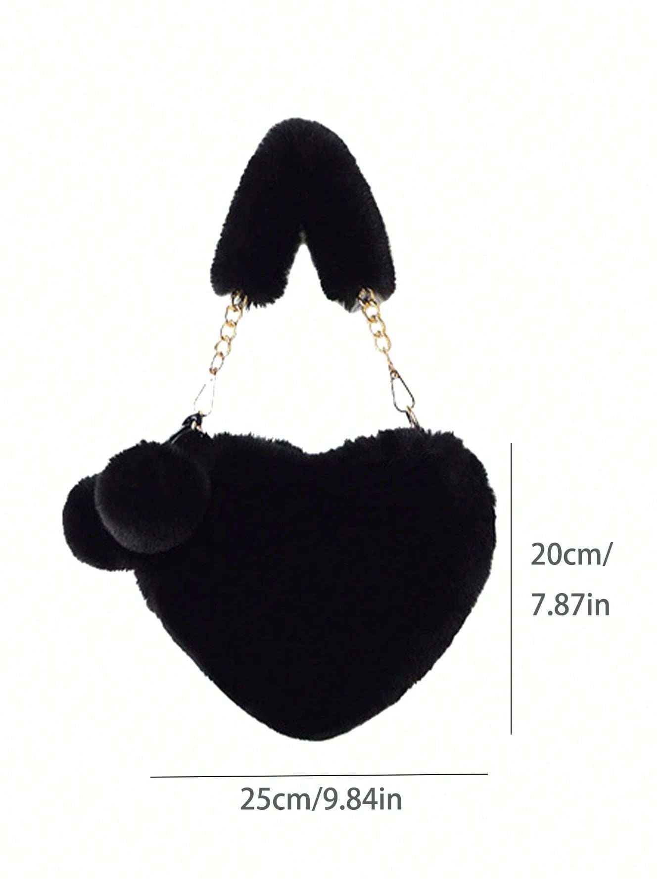 XD Plush Heart-Shaped Wallet, Soft And Compact, Can Be Used As A Shoulder Bag Or Clutch, Equipped With Metal Chain Strap, Perfect Fun Gift For Girls, Ideal Choice For New Women's Bags In Autumn/Winter