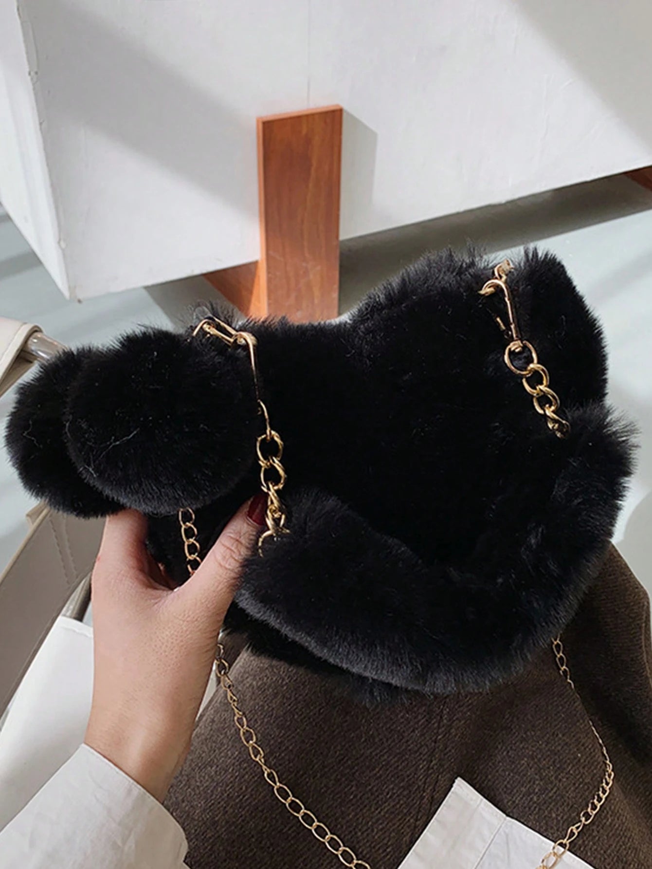 XD Plush Heart-Shaped Wallet, Soft And Compact, Can Be Used As A Shoulder Bag Or Clutch, Equipped With Metal Chain Strap, Perfect Fun Gift For Girls, Ideal Choice For New Women's Bags In Autumn/Winter