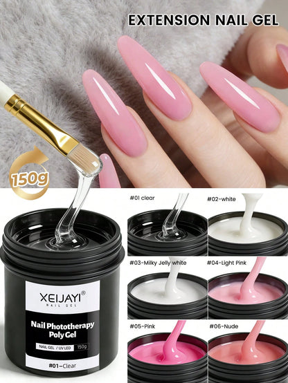 XEIJAYI 18pcs/Set 150g UV LED Curing Nail Extension Gel, Acrylic Crystal Nail Extension Gel For Home Salon DIY Nails