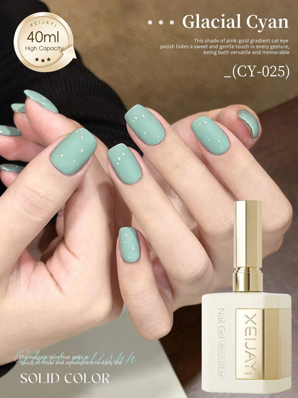 XEIJAYI Solid Color Gel Polish, Large Capacity Bottle Nail Supplies For Professional Salon & Home DIY, Gentle Ivory White Long- Lasting High- Pigment Nail Gel With Smooth Application