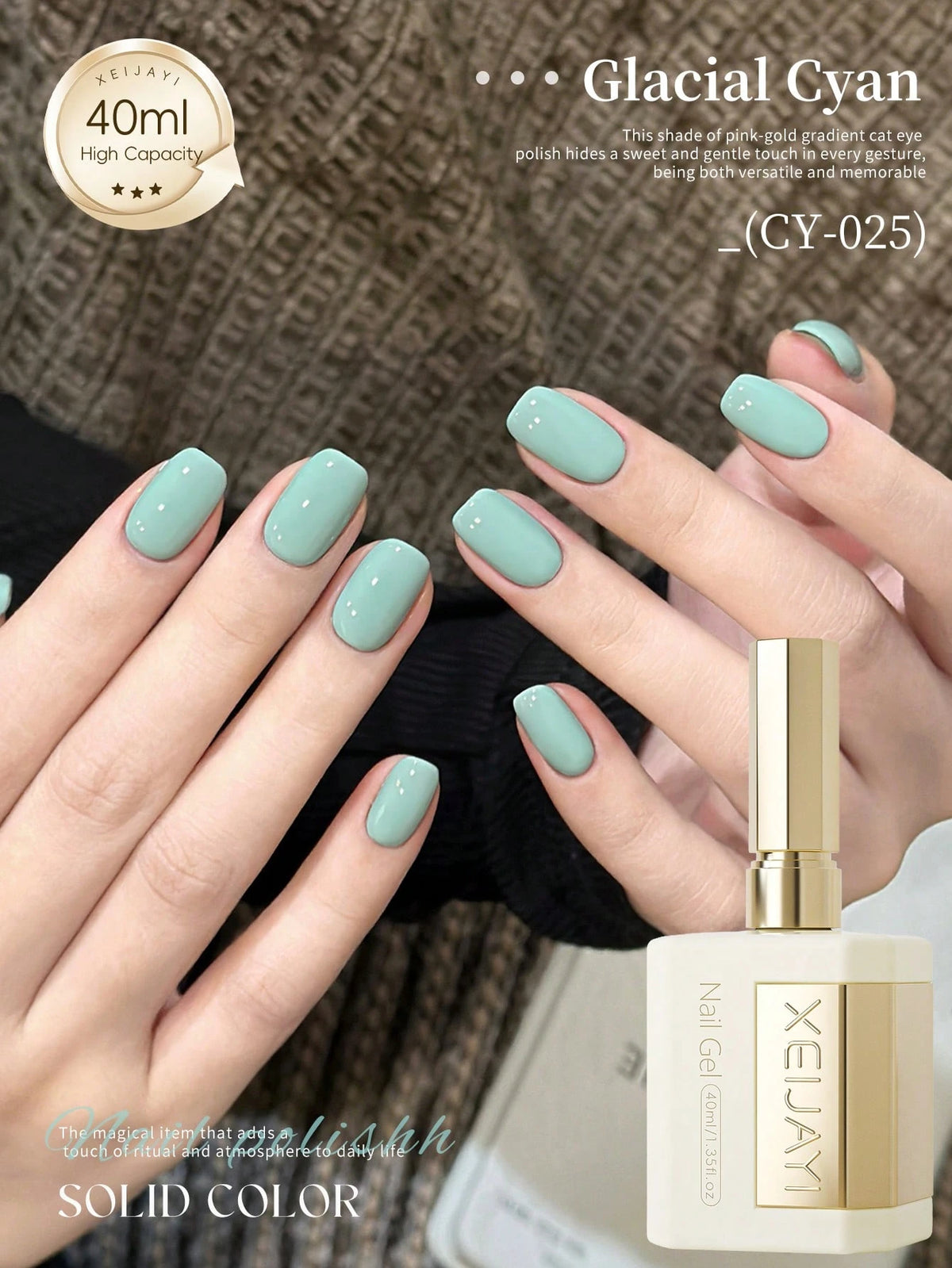 XEIJAYI Solid Color Gel Polish, Large Capacity Bottle Nail Supplies For Professional Salon & Home DIY, Gentle Ivory White Long- Lasting High- Pigment Nail Gel With Smooth Application