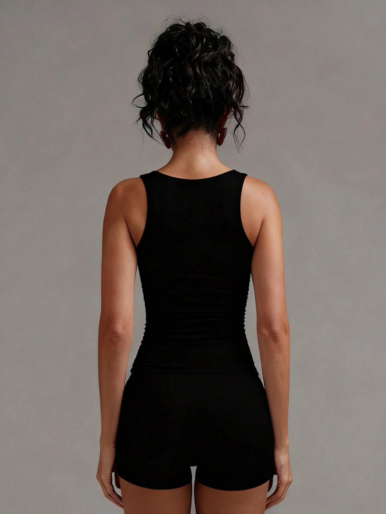 XLLAIS Women's Solid Color Casual Versatile Double Layer Yoga High Elastic Fabric Sexy U-Neck Sleeveless Tank Top Summer Back To School