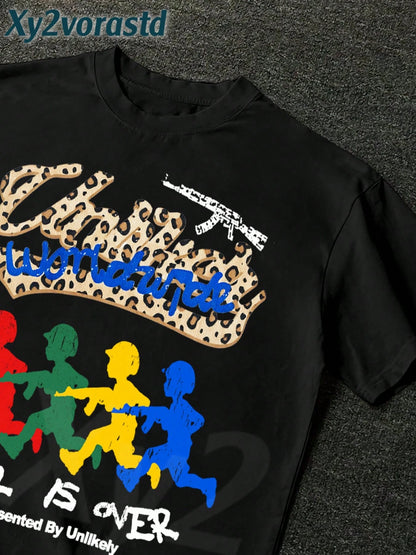 Y2K Rock Punk Short-Sleeved Shirt, Hip-Hop Style Graphic T-Shirt, Fashionable Men's Hip-Hop Long-Sleeved T-Shirt, Fun Retro T-Shirt, Ideal Gift.