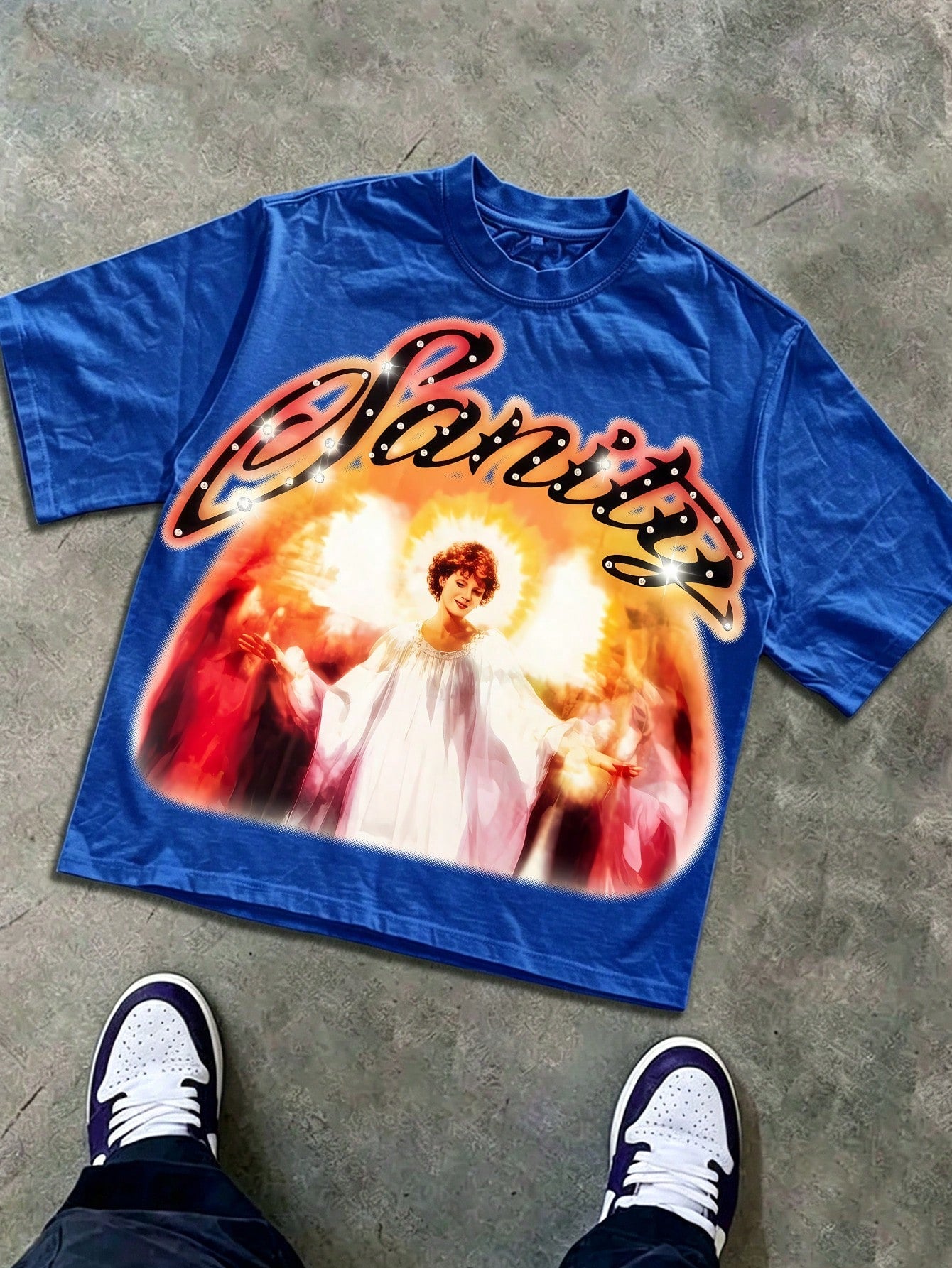 Y2K Style Women's Summer T-Shirt- Angel Portrait- Printed Pattern T-Shirt, Made Of 100% Pure Cotton Fabric, Suitable For Women's Daily Wear