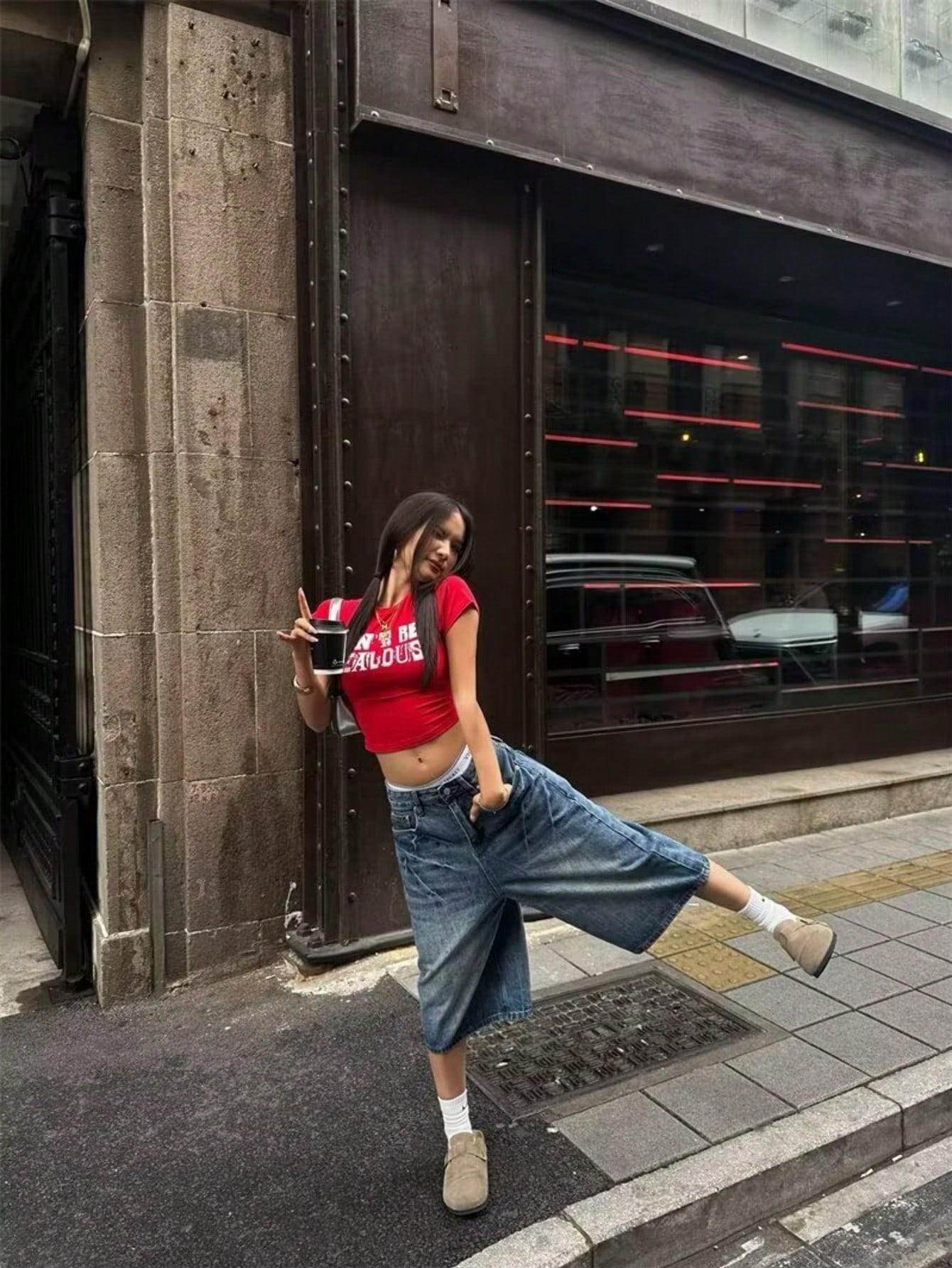 Y2K Vintage Washed Cat Whisker Pocket Wide Leg Bermuda Denim Jeans Shorts, Casual Capri Pants Summer