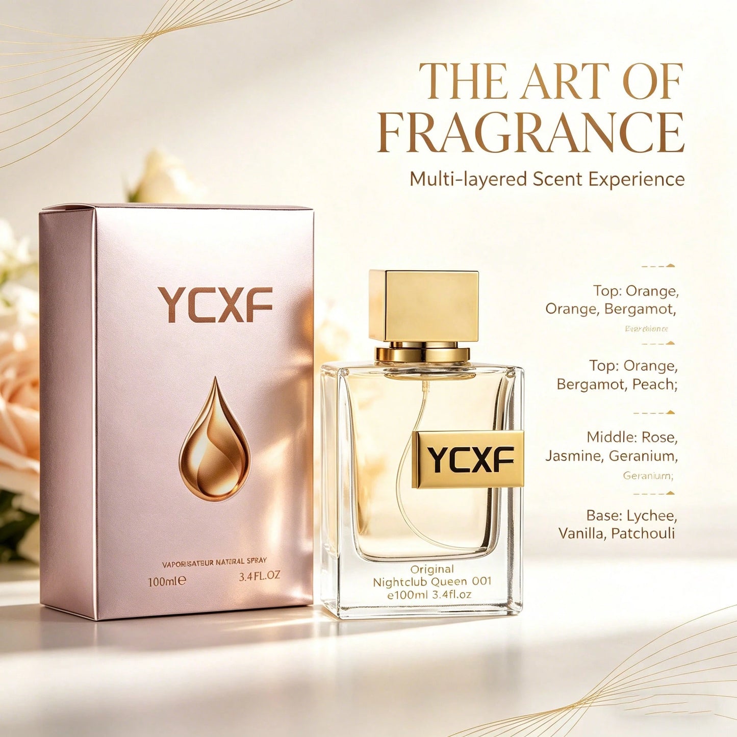 YCXF A Luxurious Niche Perfume Designed Specifically For Women, Offering Long-Lasting Fragrance In A 3.4-Ounce Bottle. This High-End Fragrance Is Perfect For Dates, Travel, And Everyday Use, Making It